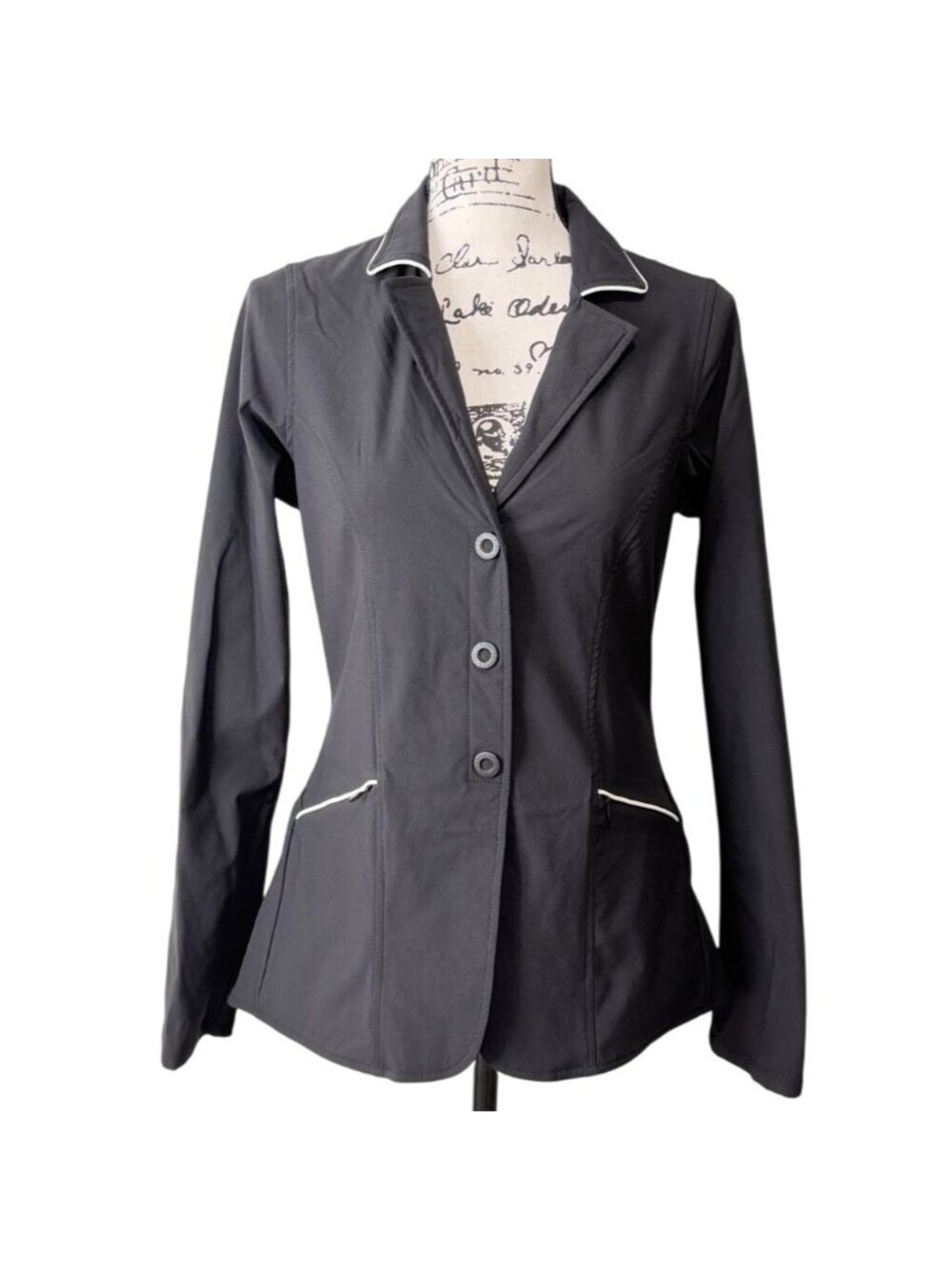 Kerrits Womens Size S Competitor Koat Black Stretch Show Jacket White-Piping NEW